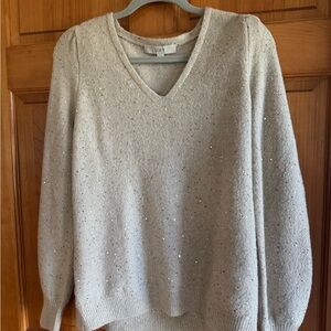 Loft Cream Sweater/ Tan and Gold Sequin M
